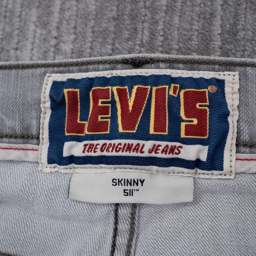 Levis 511 Skinny Jeans Mens Gray Denim Pants 36x30 Fit 31 Light Wash Casual